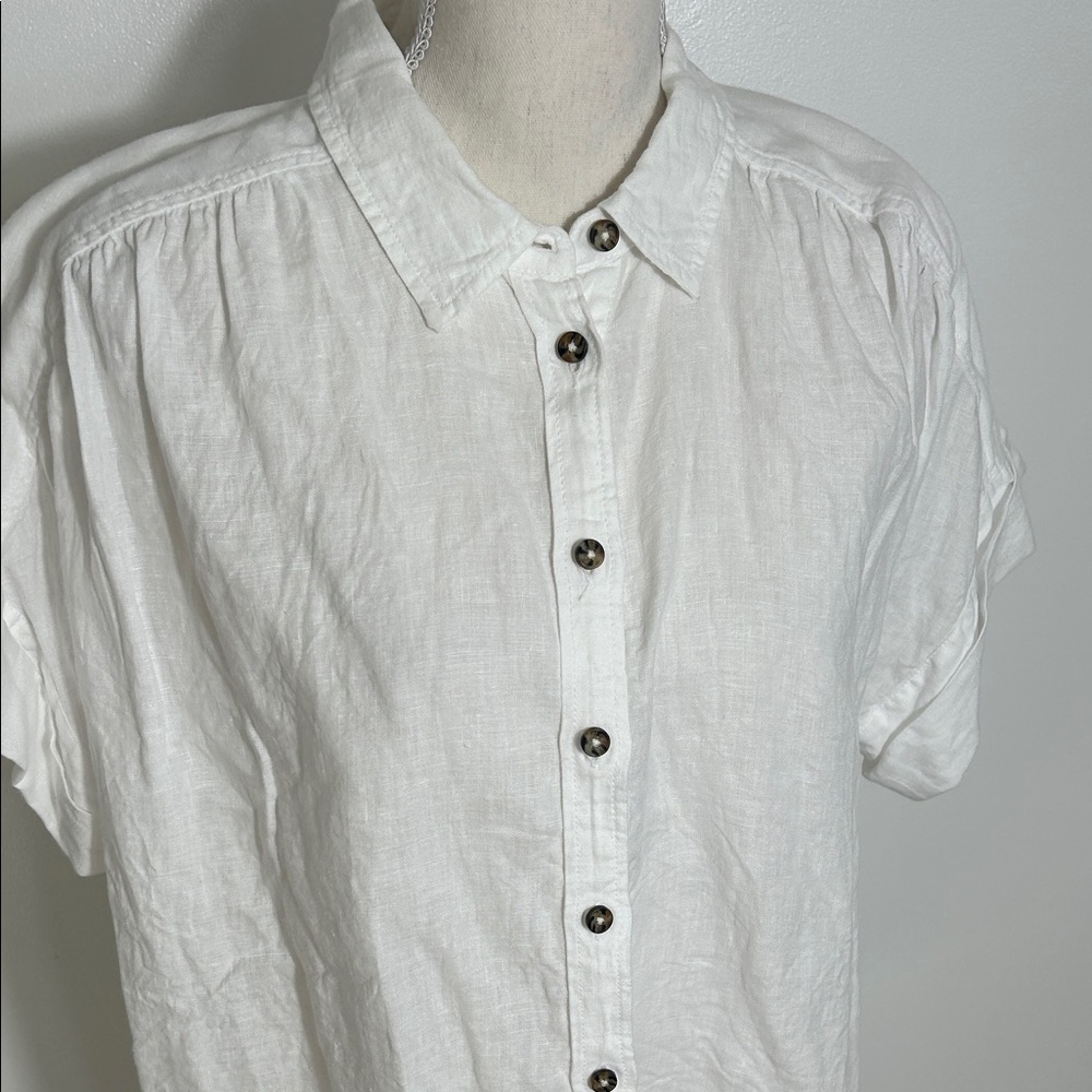 J.Crew Baird McNutt Linen White Button-Up Shirt Medium - Picture 2 of 7